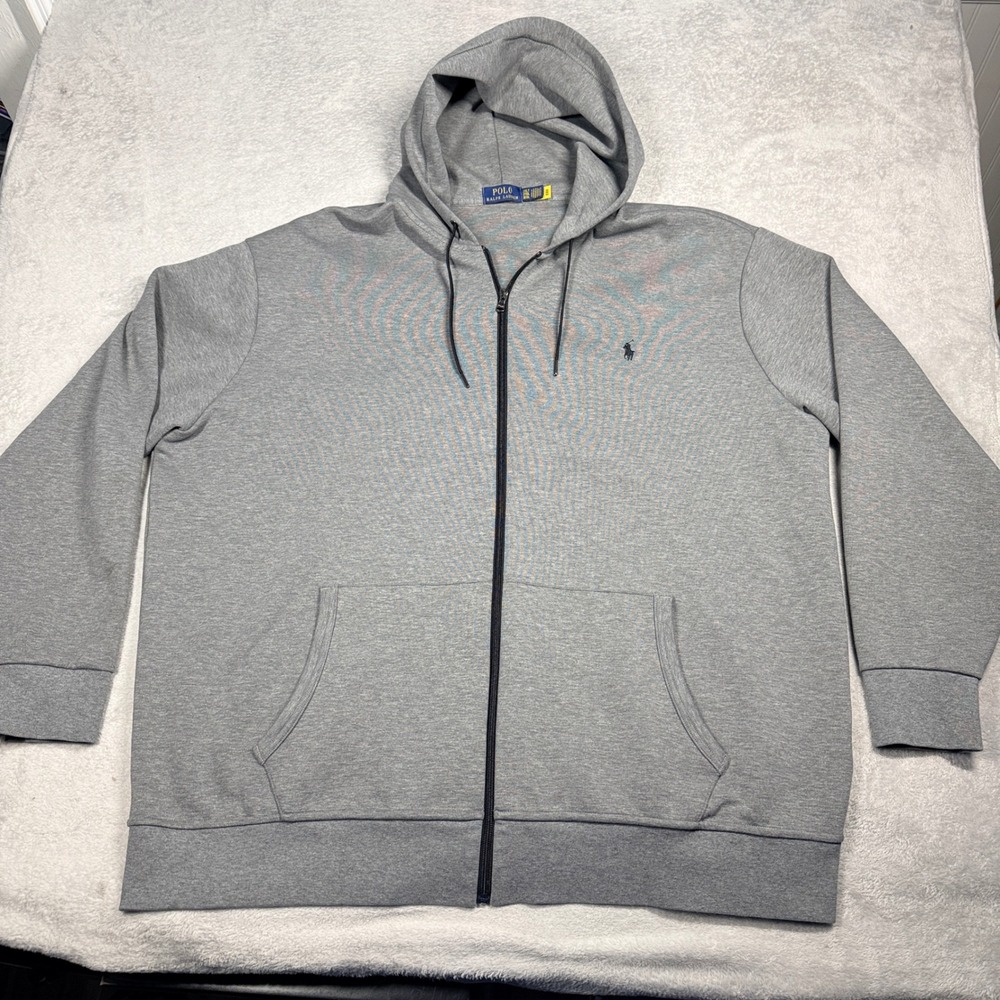 Polo Ralph Lauren Full Zip Hoodie Mens 3XLT Grey Pony Logo Sweatshirt